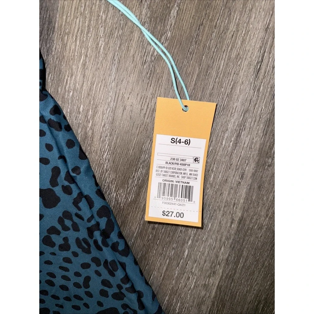 New women's size small 4-6 blue Green‎ leopard Animal Print tankini top